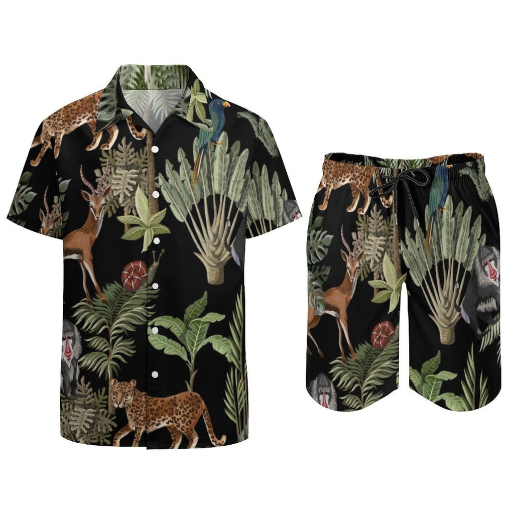 Men's Hawaiian Print Beach Two-Piece Suit 2305102347