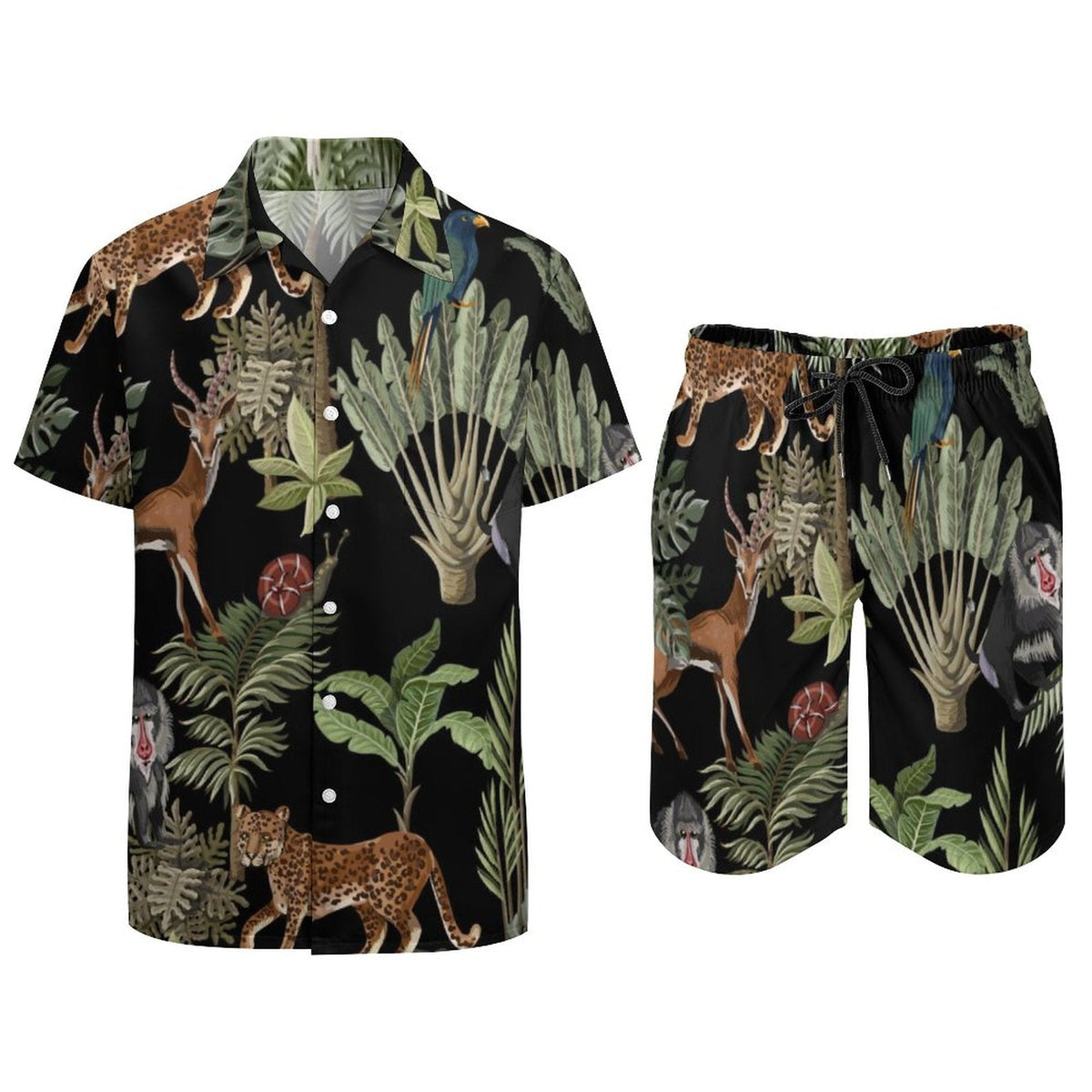 Men's Hawaiian Print Beach Two-Piece Suit 2305102347