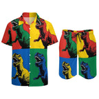 Men's Hawaiian Print Beach Two-Piece Suit 2305102308