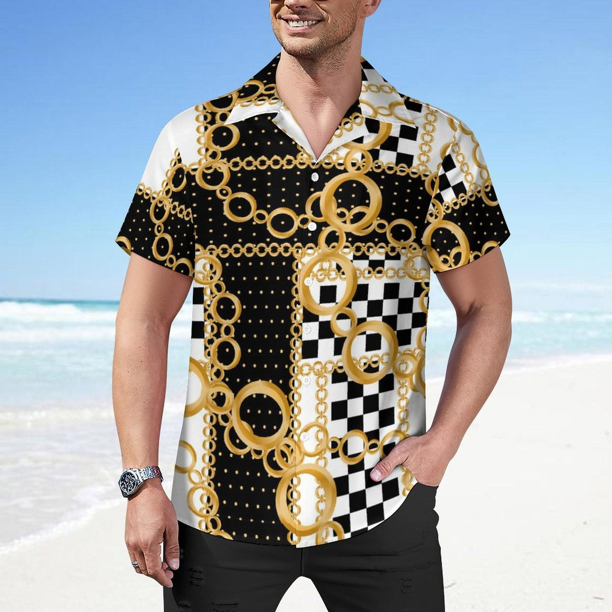 Men Hawaiian Casual Short Sleeve Shirt 2306101494