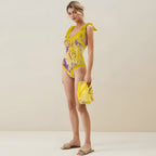 Casual Printed One Piece Swimsuit And Cover Up 2305106623
