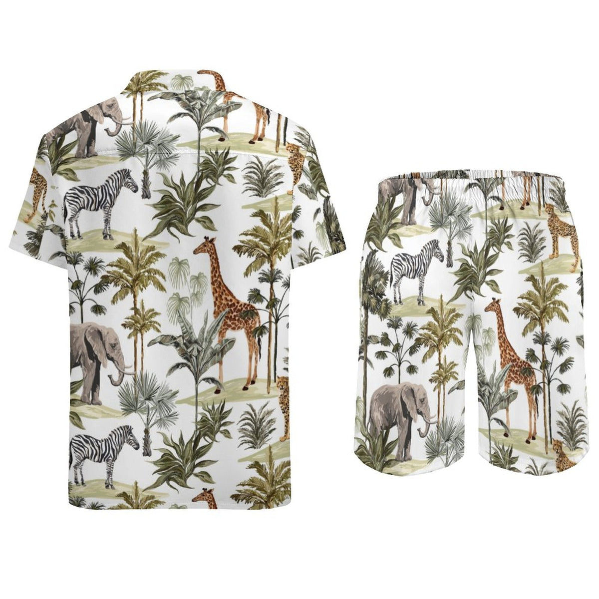 Men's Hawaiian Print Beach Two-Piece Suit 2305102346