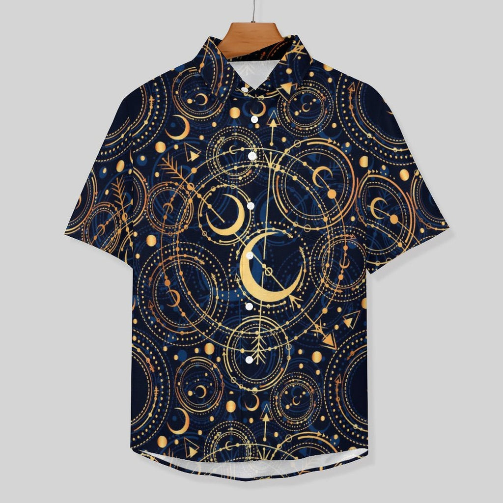Men's Star And Moon Print Vacation Hawaiian Shirt 2306104045