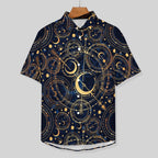 Men's Star And Moon Print Vacation Hawaiian Shirt 2306104045