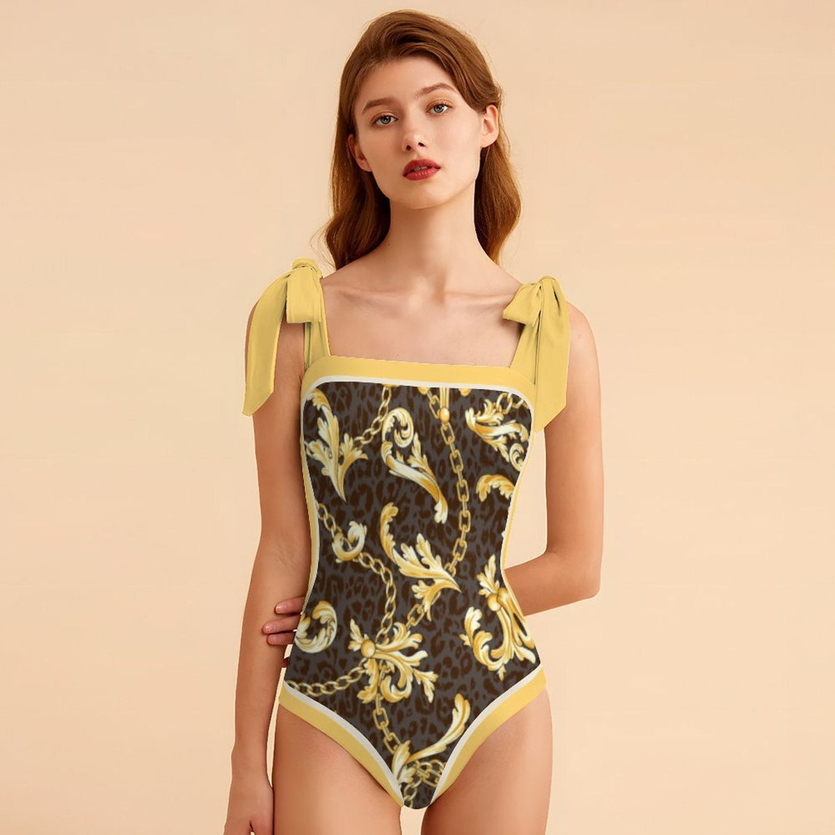 Fashion Printed One Piece Swimsuit And Cover Up 2305106046