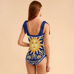 Fashion Printed One Piece Swimsuit And Cover Up 2305105404