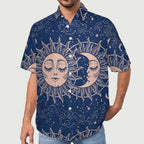 Men's Star And Moon Print Vacation Hawaiian Shirt 2306104046