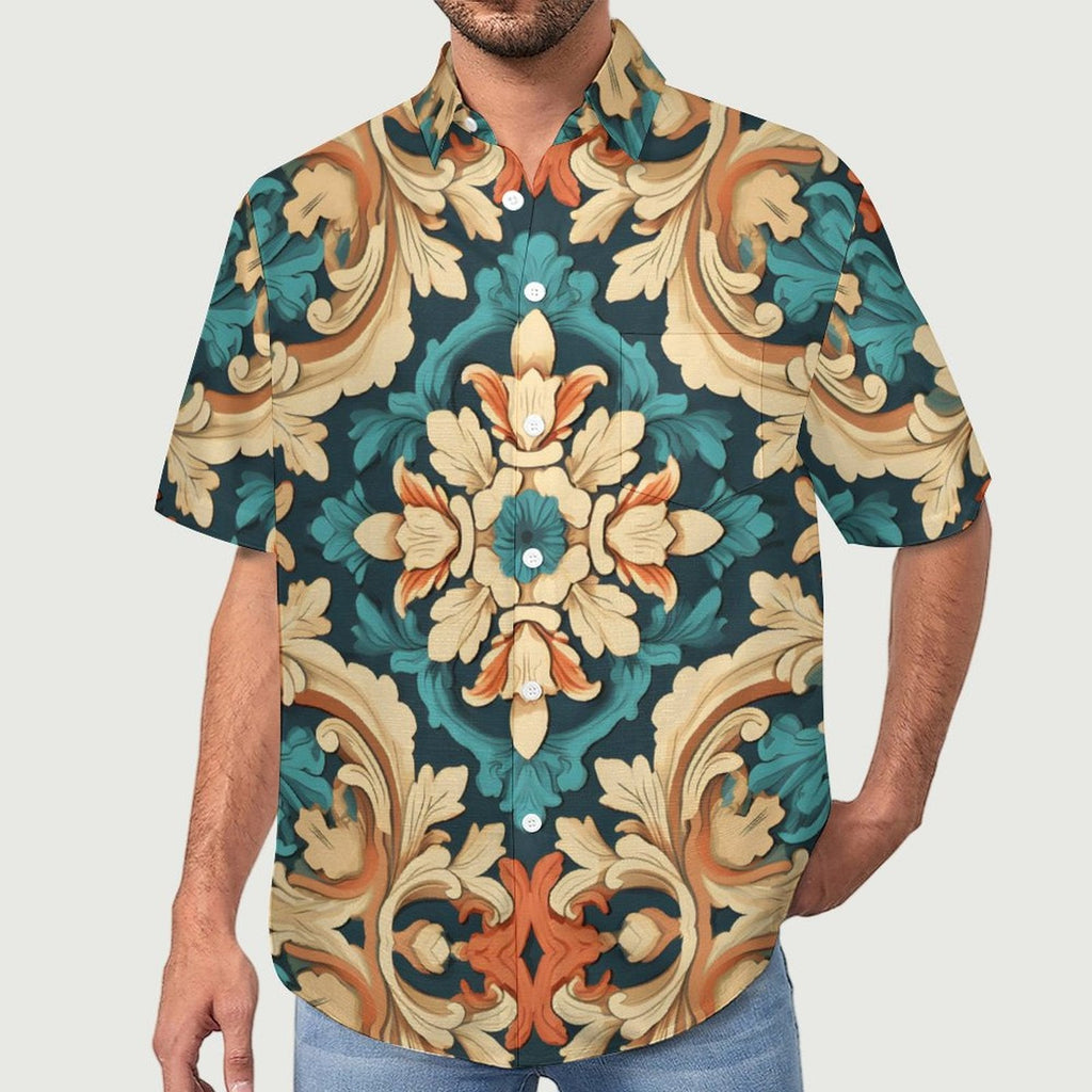 Men's Vintage Print Vacation Hawaiian Shirt 2306104043