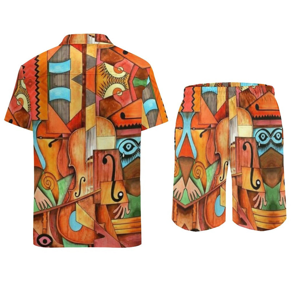 Men's Hawaiian Print Beach Two-Piece Suit 2305102310